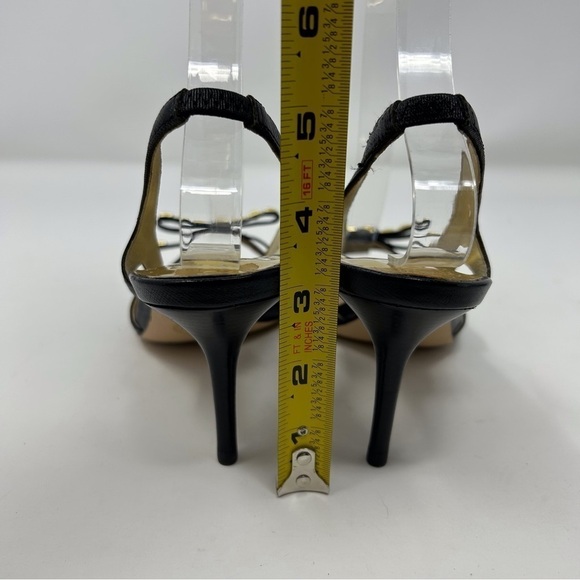 Michael Kors Livvy Black Leather Slingback Sandals Size 6.5 with Studded Bow - Picture 7 of 12